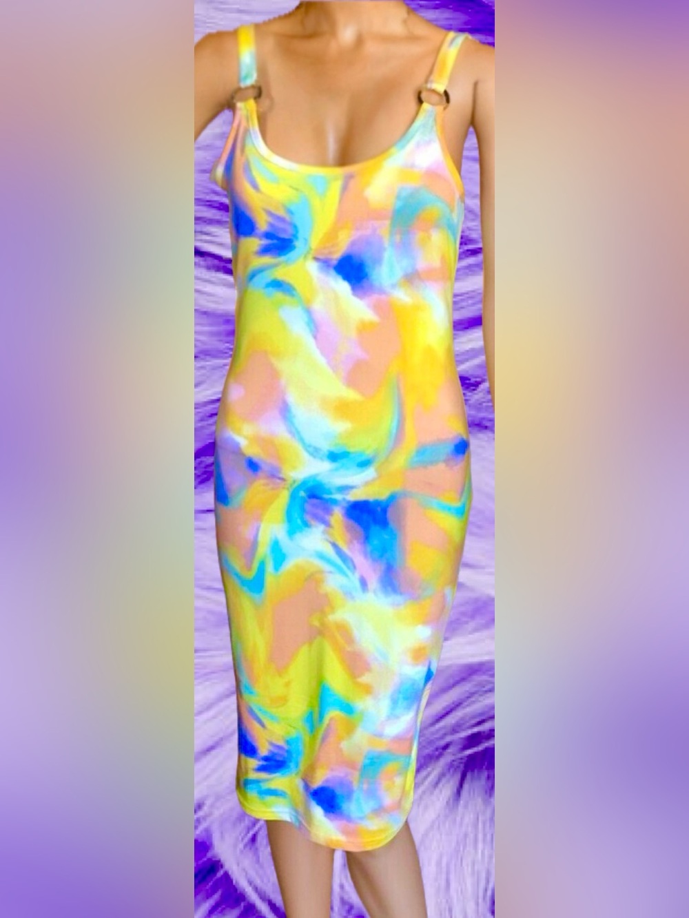 Vibrant Pastel Marble Bodycon Dress